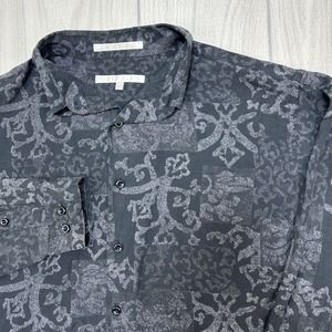 Men L Vtg 90s PERRY ELLIS Silk Blend Club Shirt Y2K